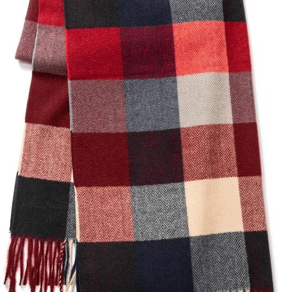 Women's Wool Scarf - Cashmere Feel Winter Checked Scarves for Women, Large Soft - Picture 3 of 8